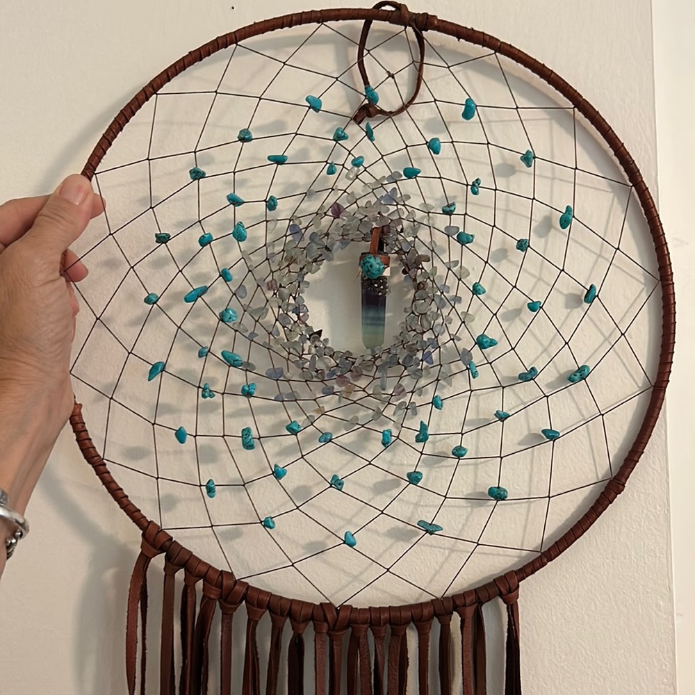 Leather and turquoise dream catcher